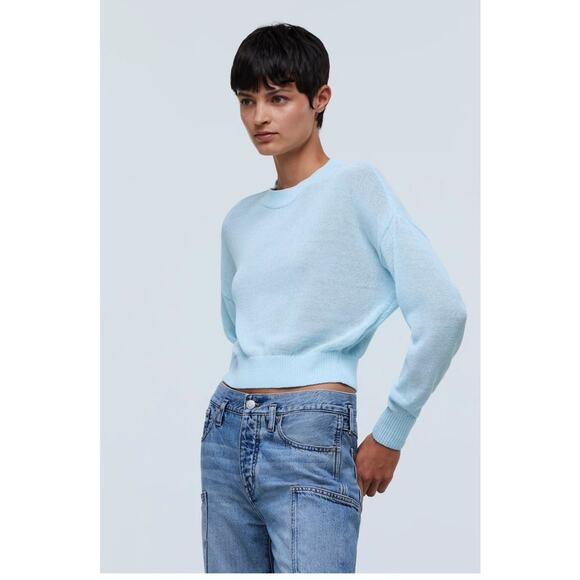 NWT Madewell Loose-Knit Crewneck Sweater Size XS Blue Retail $85.00 - Picture 1 of 7
